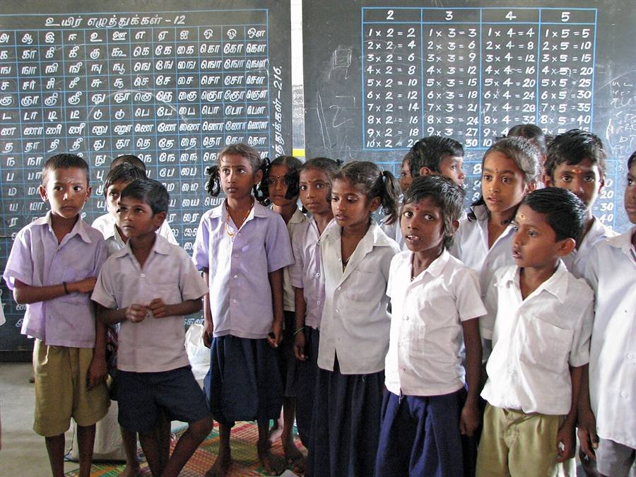 School children at a rural classroom in Tamil Nadu, India
