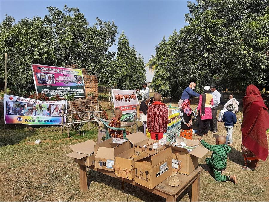 Volunteers running a free rural medical camp in Purulia, West Bengal, India